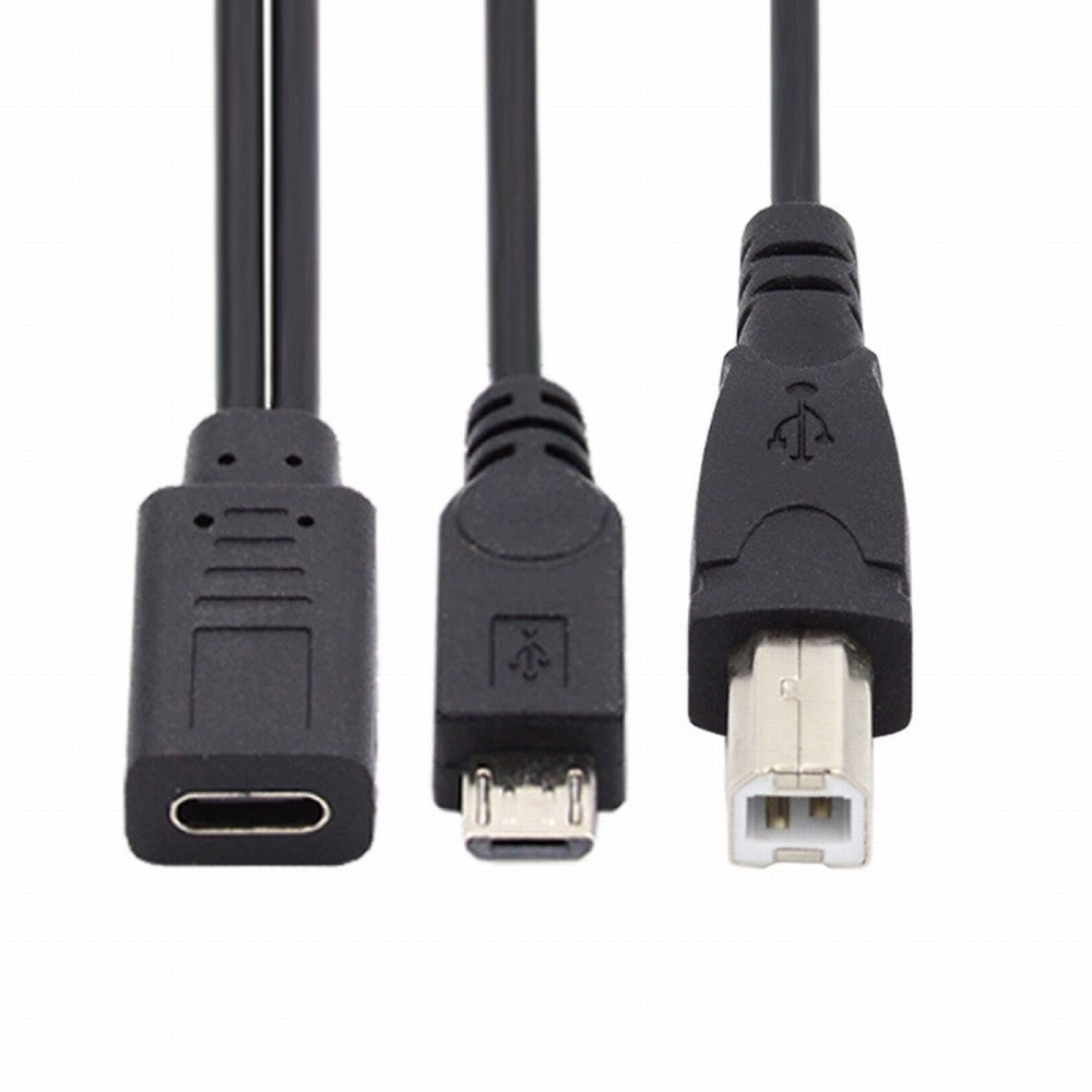 Chenyang Type-C USB-C Female to USB2.0 Standard Type-B & Micro USB Male Splitter Extension Charge Cable U2-069-TC002