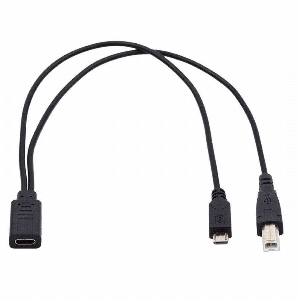 Chenyang Type-C USB-C Female to USB2.0 Standard Type-B & Micro USB Male Splitter Extension Charge Cable U2-069-TC002