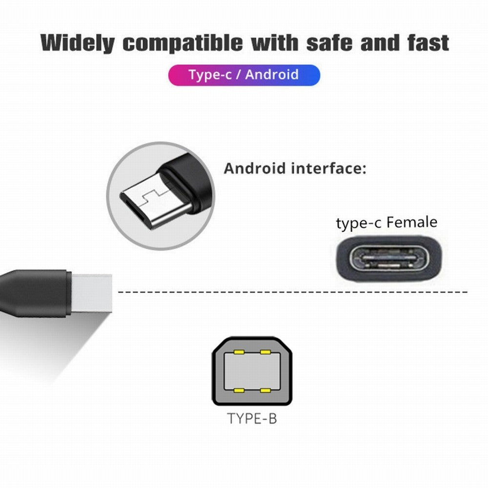 Chenyang Type-C USB-C Female to USB2.0 Standard Type-B & Micro USB Male Splitter Extension Charge Cable U2-069-TC002