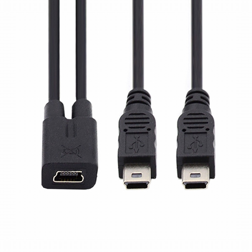 Chenyang Mini USB 2.0 Female DC 5V to Dual Mini USB 5Pin Male Splitter Extension Charge Cable U2-069-TC004