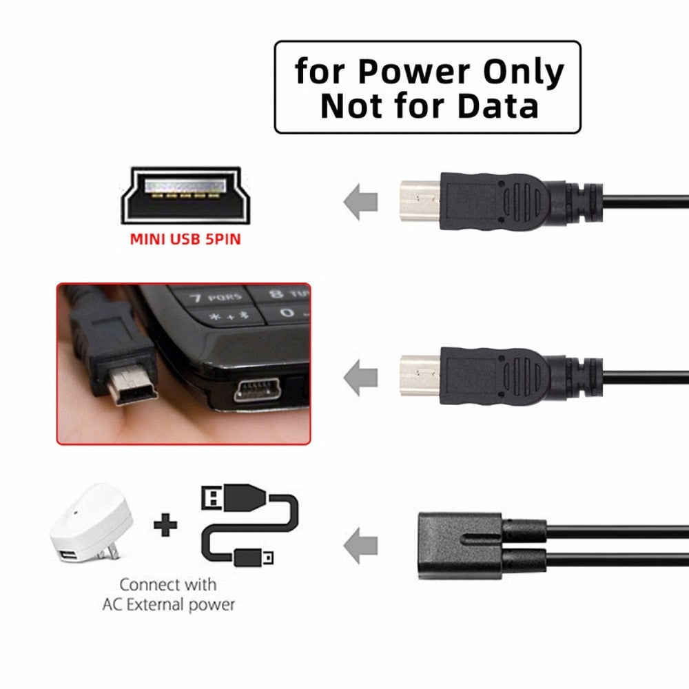 Chenyang Mini USB 2.0 Female DC 5V to Dual Mini USB 5Pin Male Splitter Extension Charge Cable U2-069-TC004