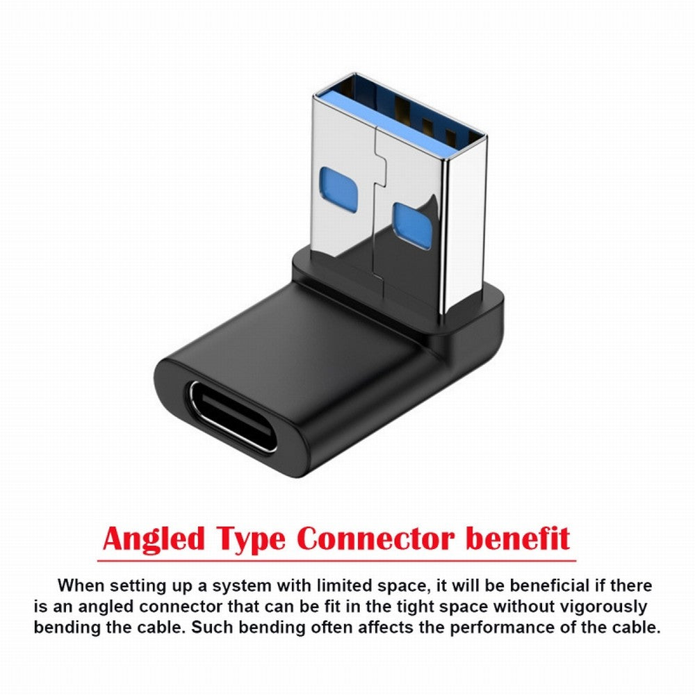 Chenyang USB-C Type C Female 90 Degree Down Angled to USB 3.0 A Male Data Adapter for Laptop Desktop UC-067-DN