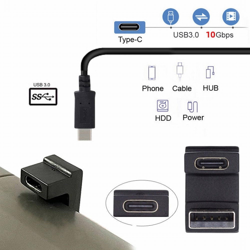 Chenyang USB-C Type C Female Up Opposite U Shape Back Angled to USB 3.0 A Male Data Adapter for Laptop Desktop UC-067-OU