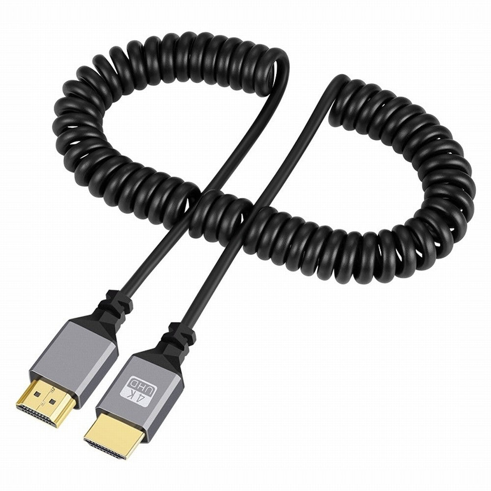 Chenyang HDMI 2.0 Male to HDMI Male 4K 60hz Stretch Coiled Cable Straight Connector for HDTV Computer Laptop Monitor HD-035-BK