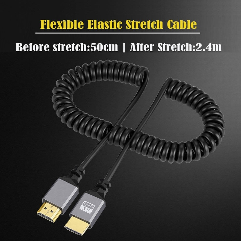 Chenyang HDMI 2.0 Male to HDMI Male 4K 60hz Stretch Coiled Cable Straight Connector for HDTV Computer Laptop Monitor HD-035-BK