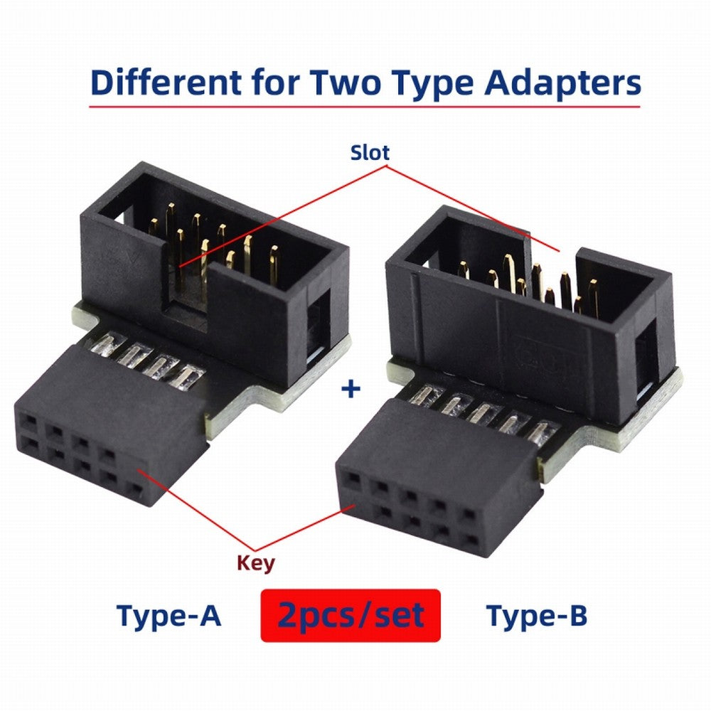 Chenyang 1set Down & Up Angled USB 2.0 10Pin 9Pin Header Male to Female Extension Adapter 90 Degree for Motherboard U2-052