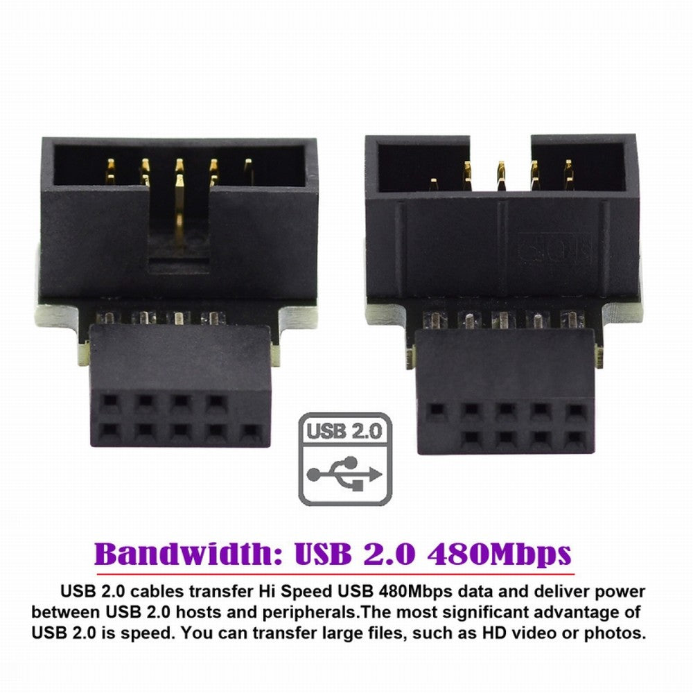 Chenyang 1set Down & Up Angled USB 2.0 10Pin 9Pin Header Male to Female Extension Adapter 90 Degree for Motherboard U2-052