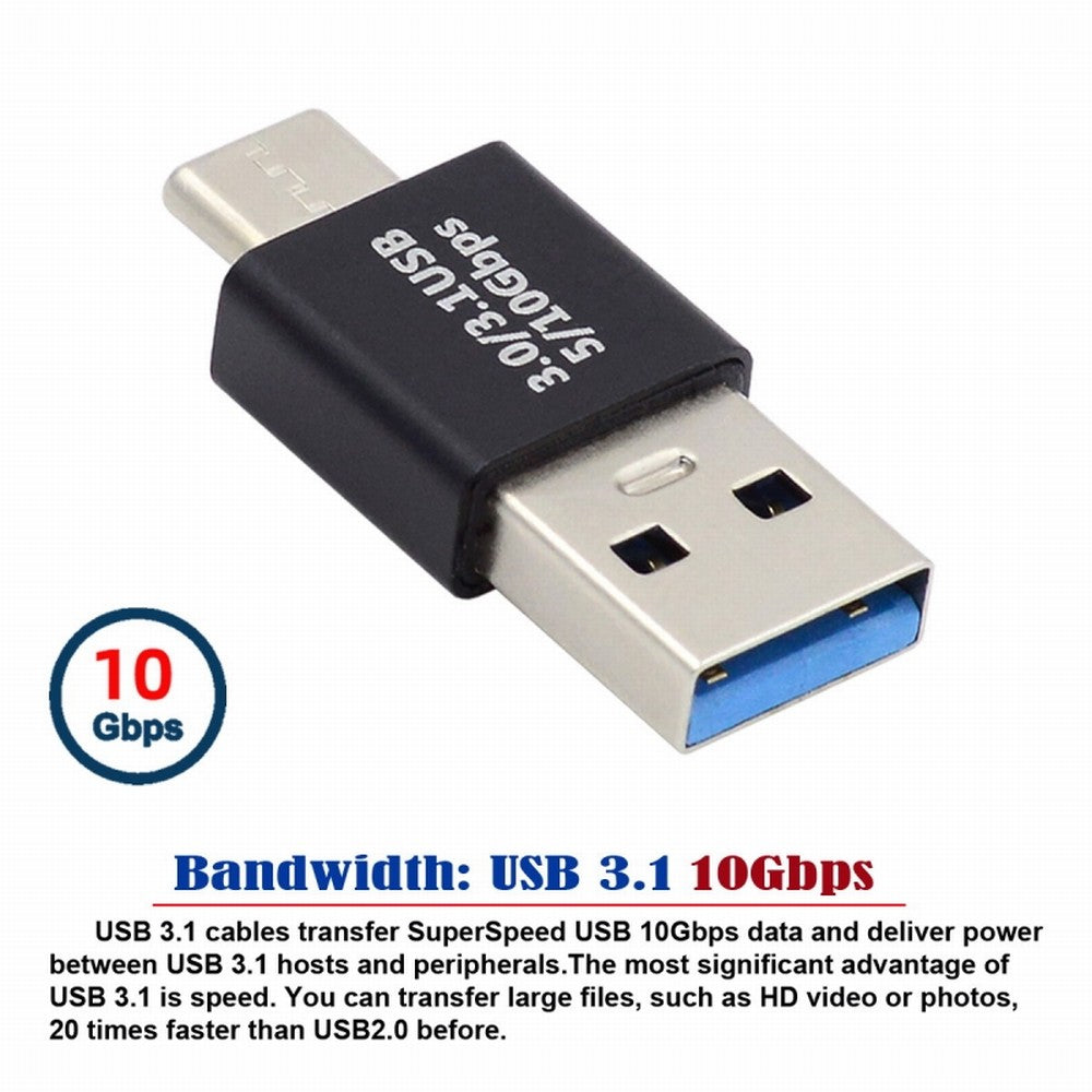 Chenyang USB3.0 Type A Male to USB 3.1 Type C Male Data 10Gbps Charge Adapter for Laptop Phone UC-070-TC001