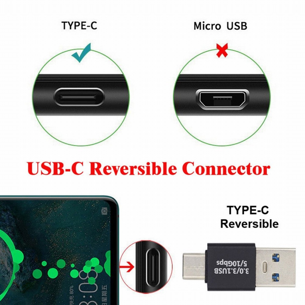 Chenyang USB3.0 Type A Male to USB 3.1 Type C Male Data 10Gbps Charge Adapter for Laptop Phone UC-070-TC001