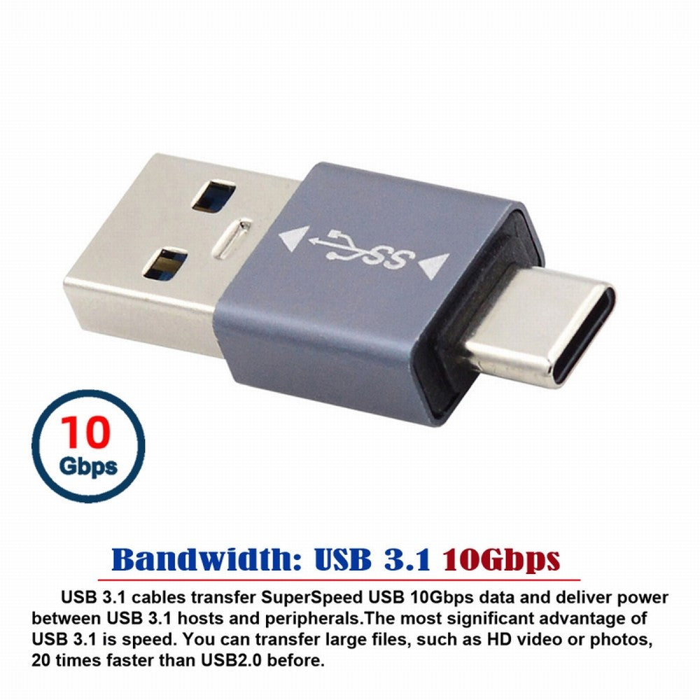 Chenyang USB 3.1 Type C Male OTG to USB3.0 Type A Male Data 10Gbps Charge Adapter for Laptop Phone UC-070-TC002