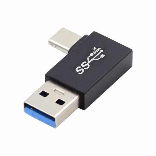 Chenyang Right Angled USB3.0 Type A Male to USB 3.1 Type C Male Data 10Gbps Charge Adapter 90 Degree for Laptop Phone UC-070-TC003