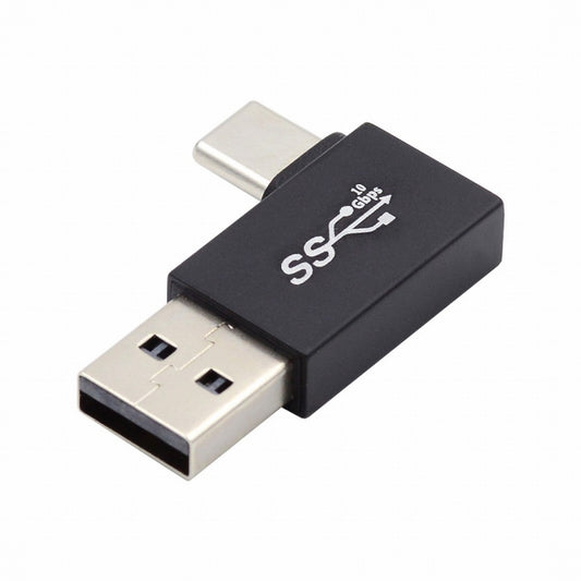 Chenyang Left Angled USB3.0 Type A Male to USB 3.1 Type C Male Data 10Gbps Charge Adapter 90 Degree for Laptop Phone UC-070-TC004