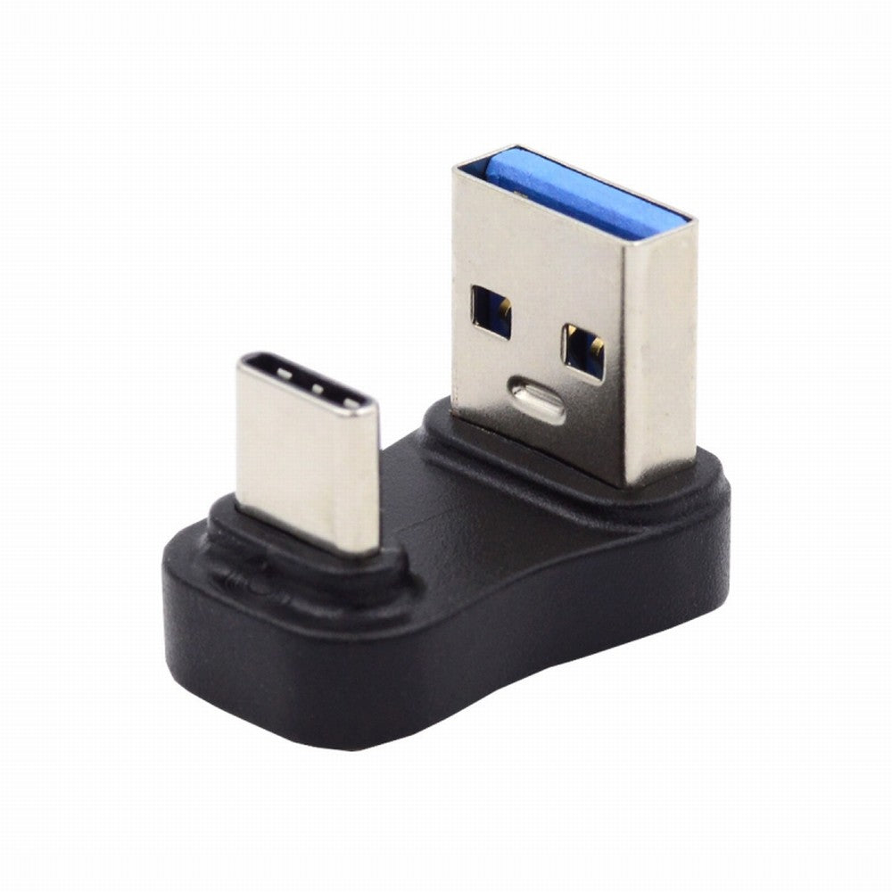 Chenyang USB3.0 Type A Male to USB 3.1 Type C Male Data 10Gbps Up Opposite U Shape Back Angled Charge Adapter 90 Degree for Laptop Phone UC-070-TC007