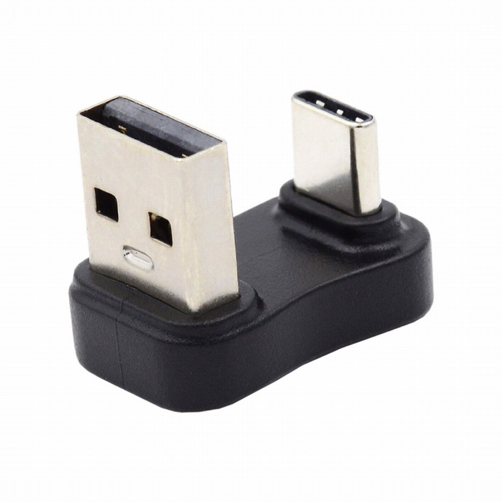 Chenyang USB3.0 Type A Male to USB 3.1 Type C Male Data 10Gbps Down Opposite U Shape Back Angled Charge Adapter 90 Degree for Laptop Phone UC-070-TC008