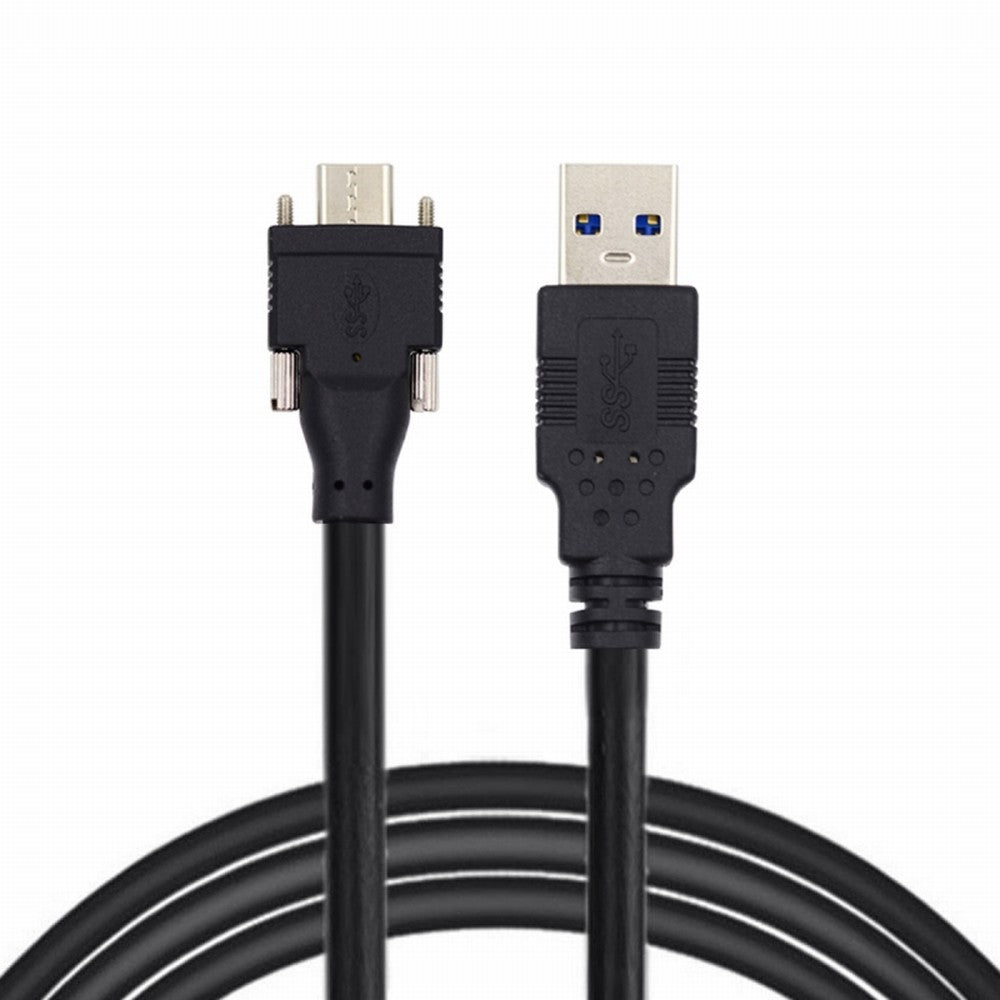 Chenyang 5 Meters USB 3.1 Type-C Dual Locking Connector to Standard USB3.0 Data Cable for Camera With Panel Mount Screw UC-048-5.0M