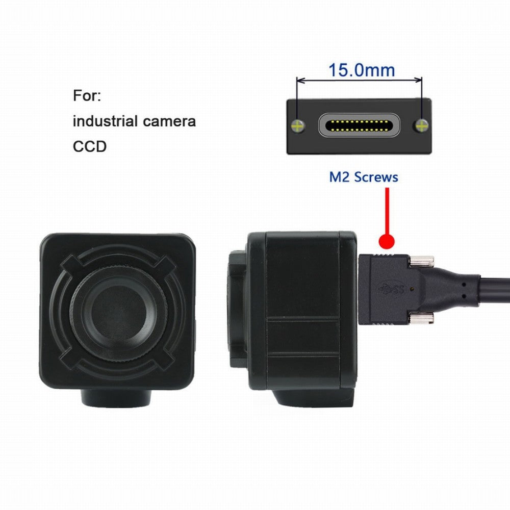 Chenyang 5 Meters USB 3.1 Type-C Dual Locking Connector to Standard USB3.0 Data Cable for Camera With Panel Mount Screw UC-048-5.0M