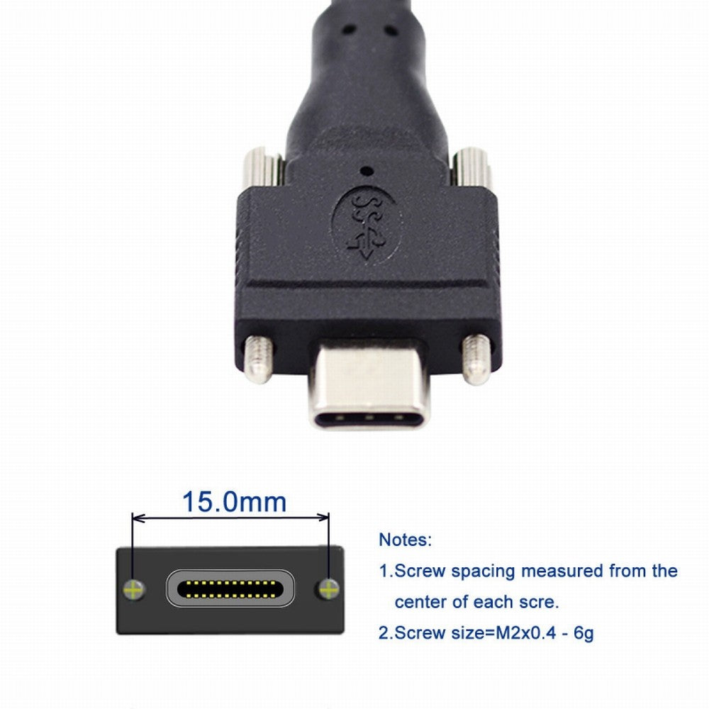 Chenyang 5 Meters USB 3.1 Type-C Dual Locking Connector to Standard USB3.0 Data Cable for Camera With Panel Mount Screw UC-048-5.0M