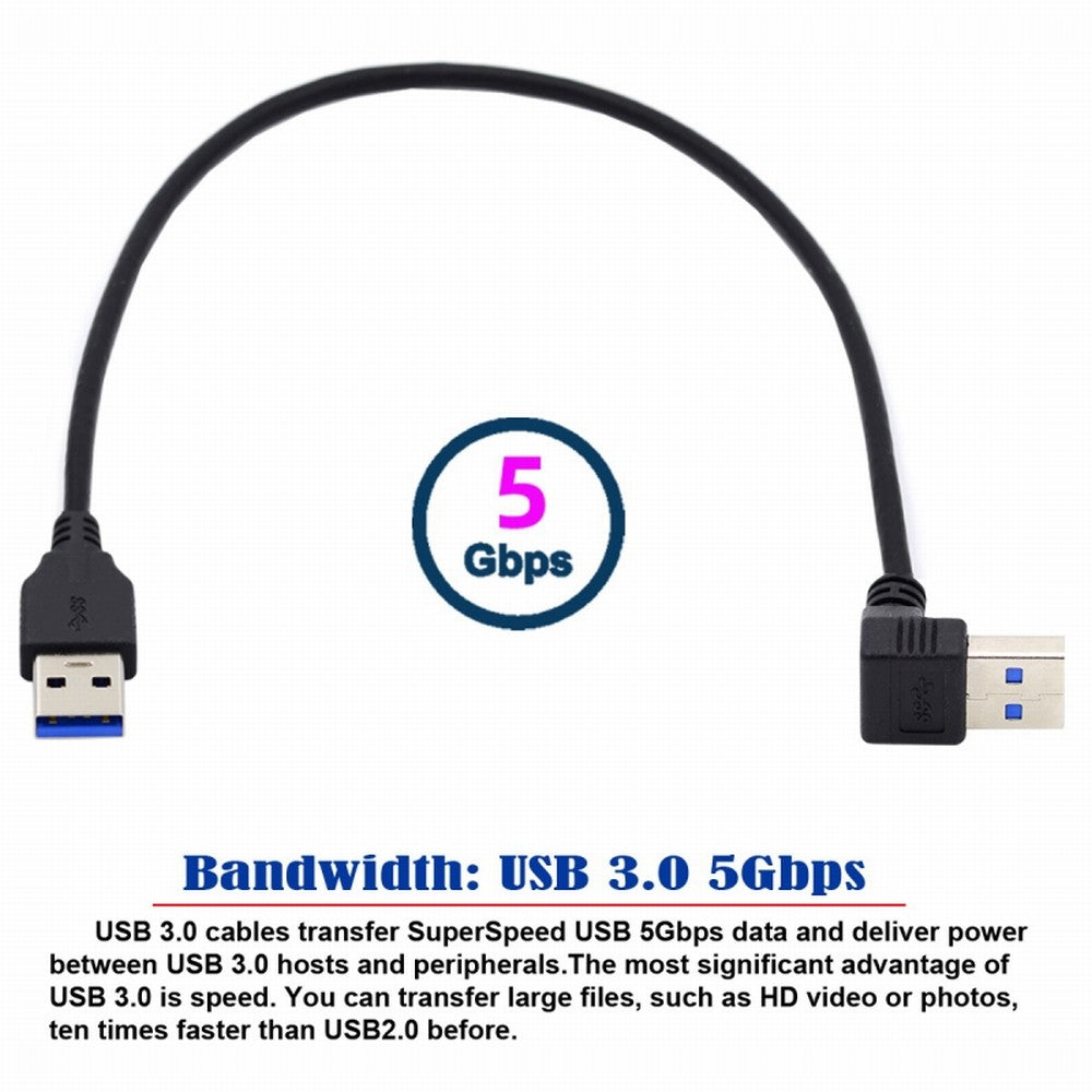 Chenyang Angled USB 3.0 Type-A Male to Straight 3.0 Type-A Male Data 5Gbps Cable 90 Degree Up Angled 40cm U3-069-UP