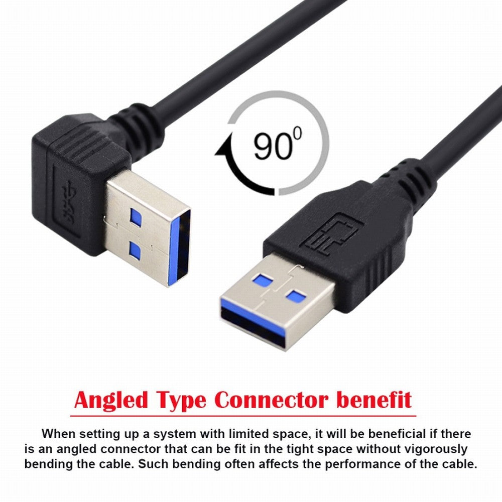 Chenyang Angled USB 3.0 Type-A Male to Straight 3.0 Type-A Male Data 5Gbps Cable 90 Degree Up Angled 40cm U3-069-UP