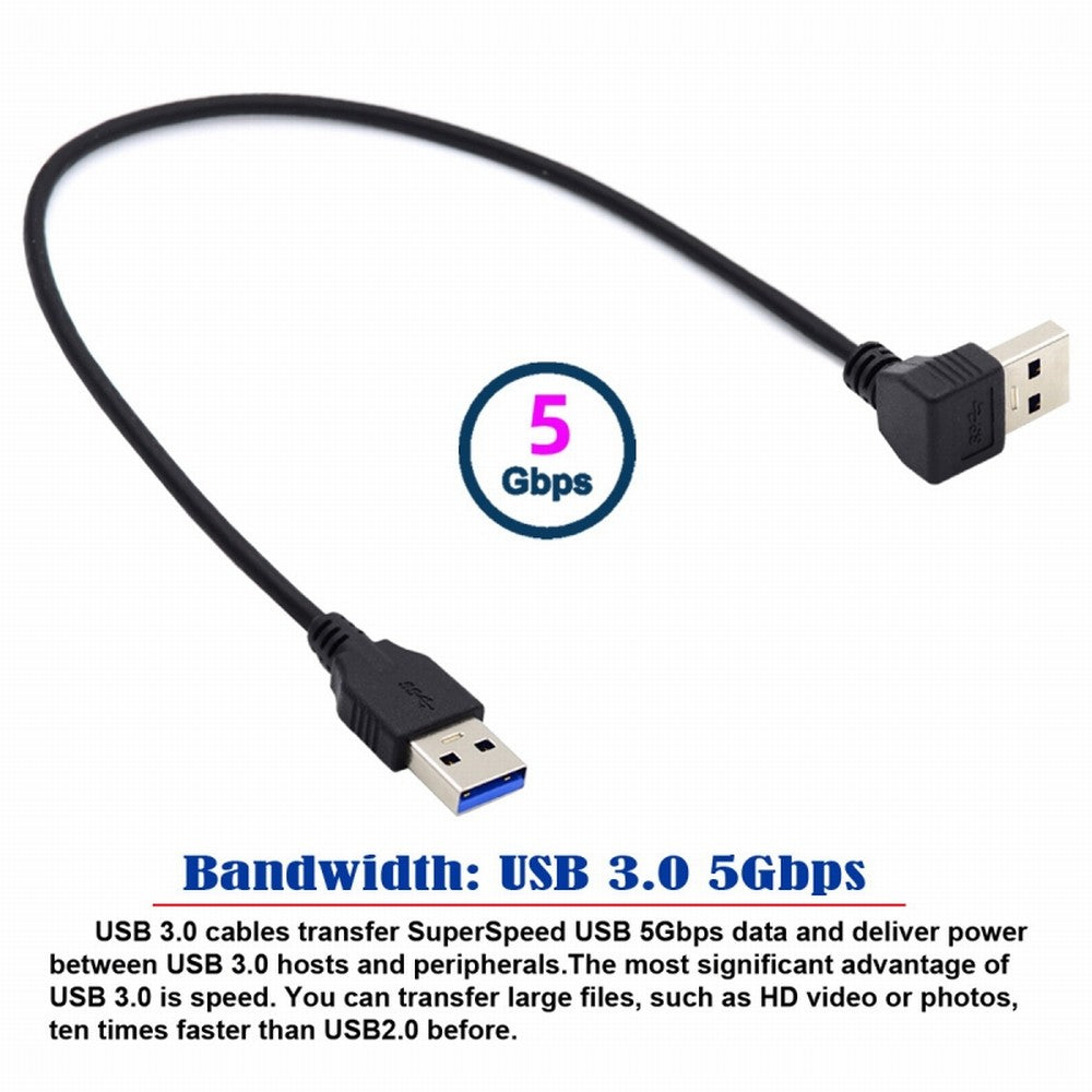 Chenyang Angled USB 3.0 Type-A Male to Straight 3.0 Type-A Male Data 5Gbps Cable 90 Degree Down Angled 40cm U3-069-DN