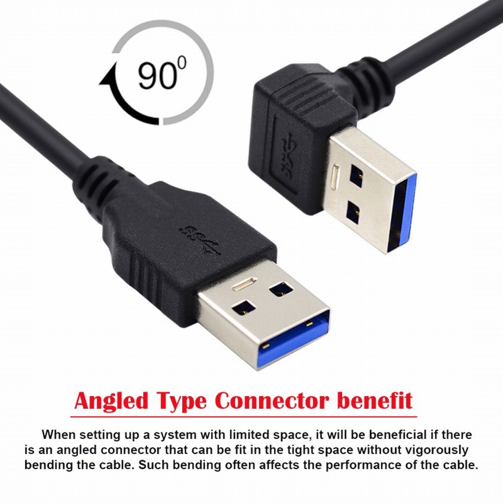 Chenyang Angled USB 3.0 Type-A Male to Straight 3.0 Type-A Male Data 5Gbps Cable 90 Degree Down Angled 40cm U3-069-DN