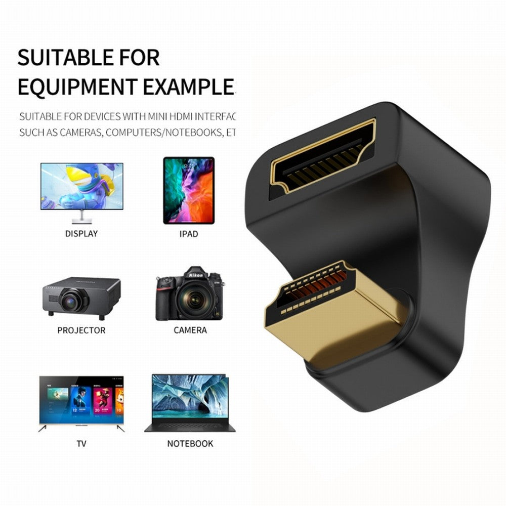 Chenyang HDMI Male Type-A to HDMI Female Port Savers 360 Degree Down Opposite U Shape Back Angled Extension Adapter Converter HD-024-DN