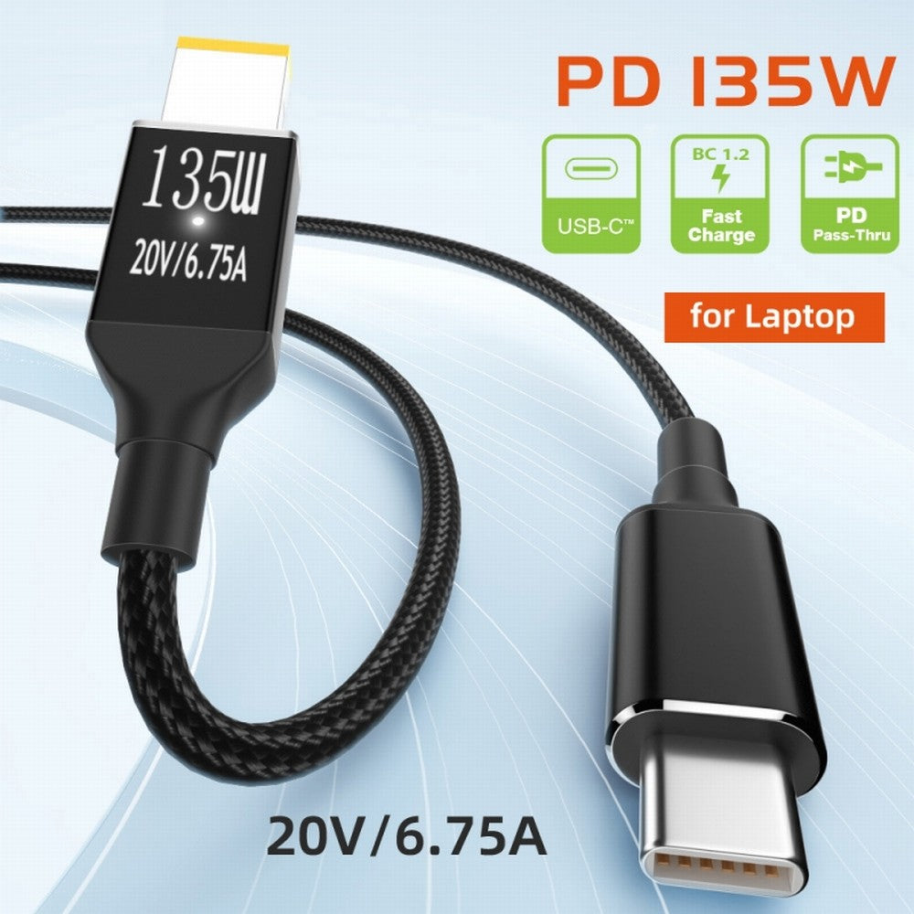 Chenyang Type-C USB-C 135W to DC Rectangle 11.0*4.5mm Power PD Charge Cable for Thinkpad X1 Legion Y7000P Laptop DC20V 6.25A UC-106-DC135W