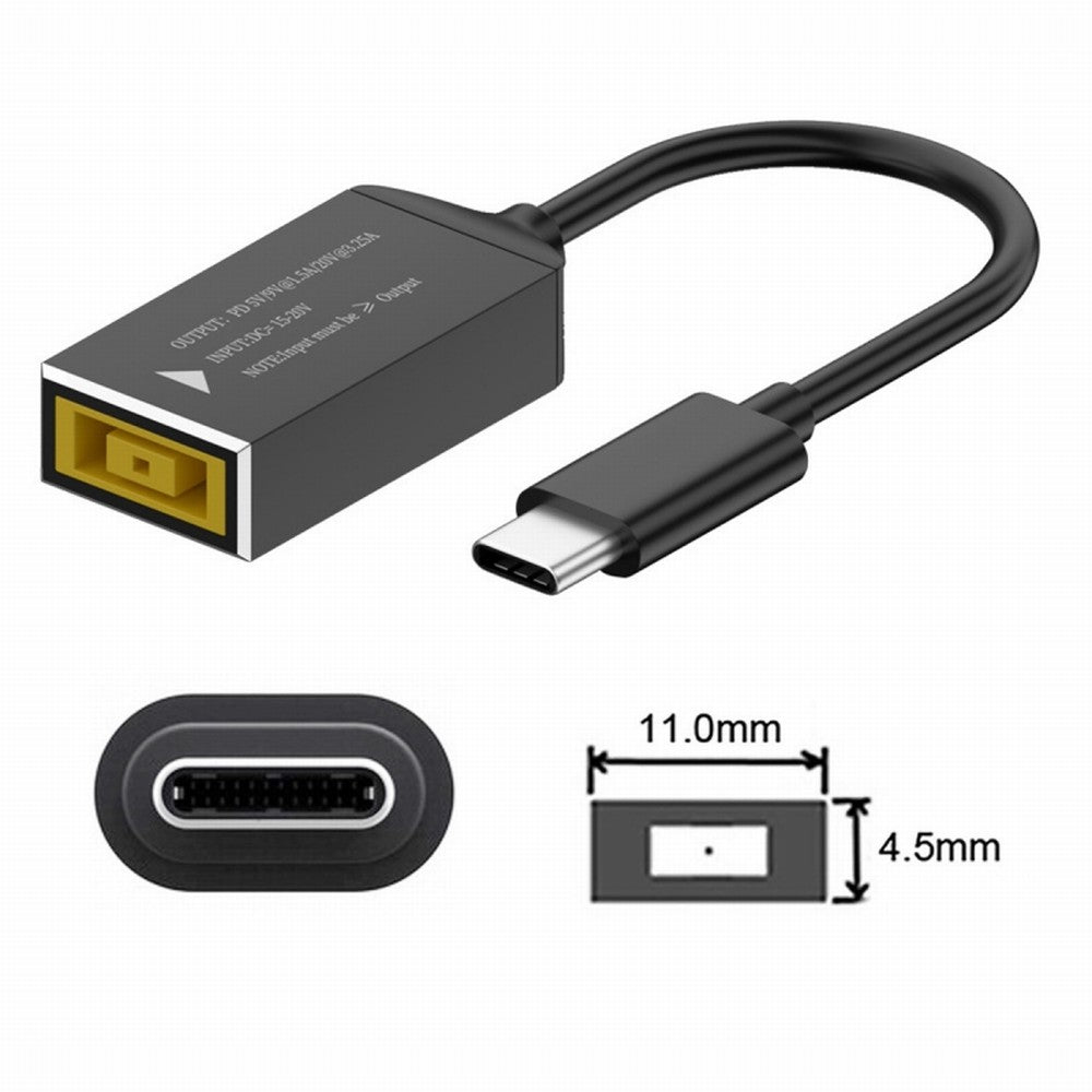 Chenyang Rectangle Jack Thinkpad X1 Input to USB-C Type-C Power Plug Charge Cable for Laptop Phone PD9V 5V 20V UC-149-1145MM