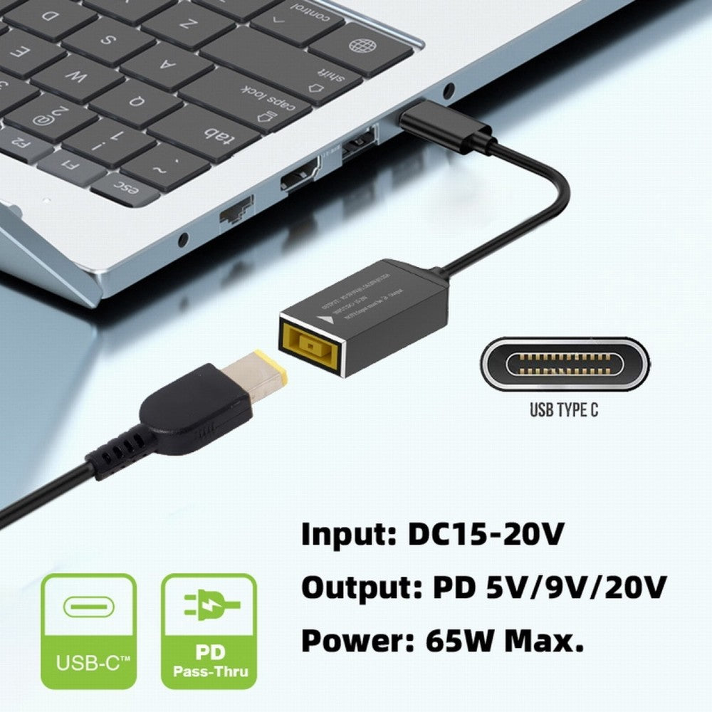 Chenyang Rectangle Jack Thinkpad X1 Input to USB-C Type-C Power Plug Charge Cable for Laptop Phone PD9V 5V 20V UC-149-1145MM