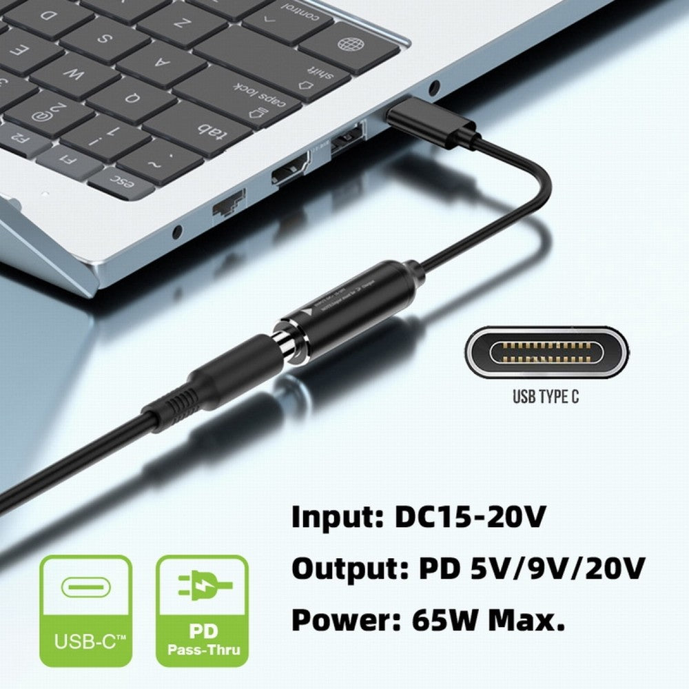 Chenyang DC Jack 4.5x3.0mm Input to USB-C Type-C Power Plug Charge Cable for Laptop Phone PD9V 5V 20V UC-149-4530MM