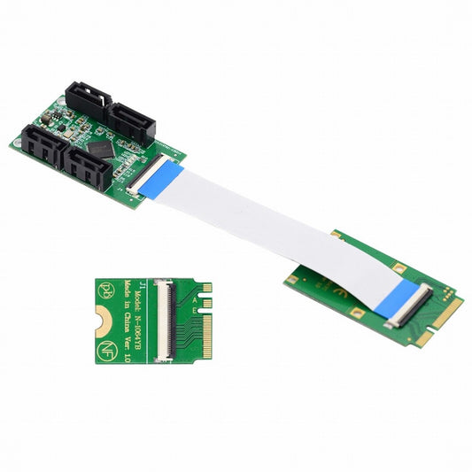 Chenyang Mini PCI-E PCI Express & NGFF A+E Key to SATA 3.0 Four Ports Adapter Cable 6Gbps Hard Drive Extension Card for SSD SA-064