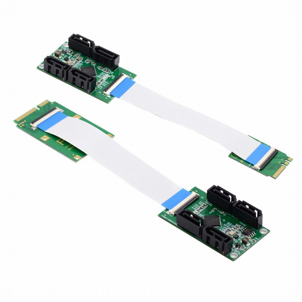 Chenyang Mini PCI-E PCI Express & NGFF A+E Key to SATA 3.0 Four Ports Adapter Cable 6Gbps Hard Drive Extension Card for SSD SA-064