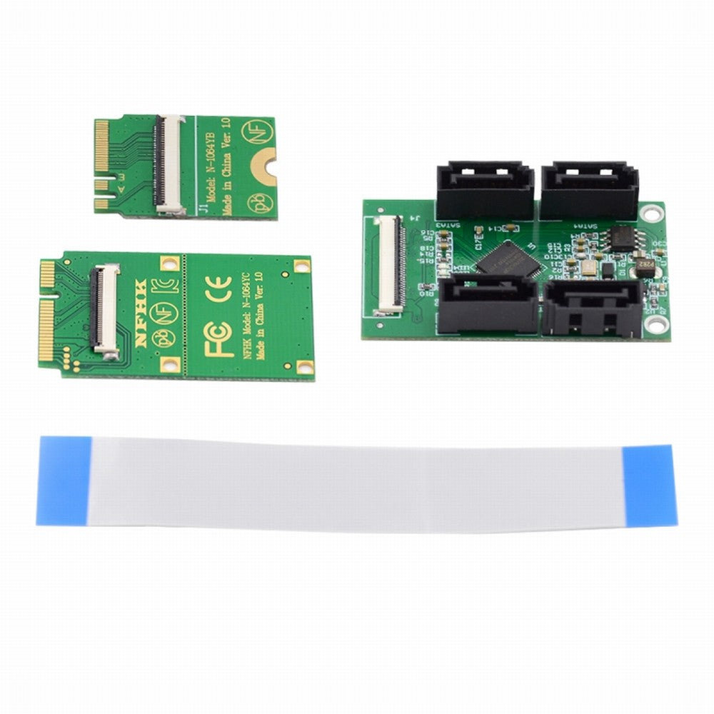 Chenyang Mini PCI-E PCI Express & NGFF A+E Key to SATA 3.0 Four Ports Adapter Cable 6Gbps Hard Drive Extension Card for SSD SA-064