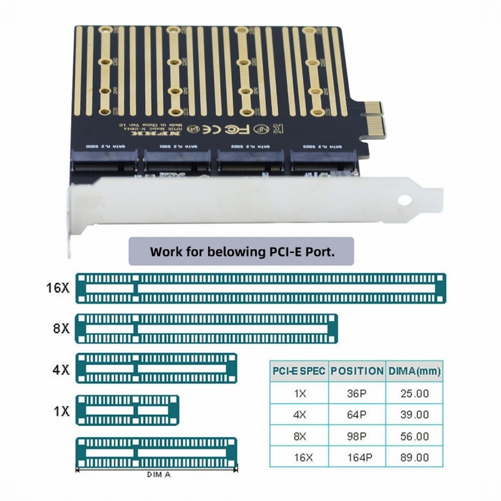 Chenyang Four SATA NGFF Key B+M SSD to PCI-E 1x Mainboard Desktop Adapter Converter SSD Card ASM1064 2280 SA-061