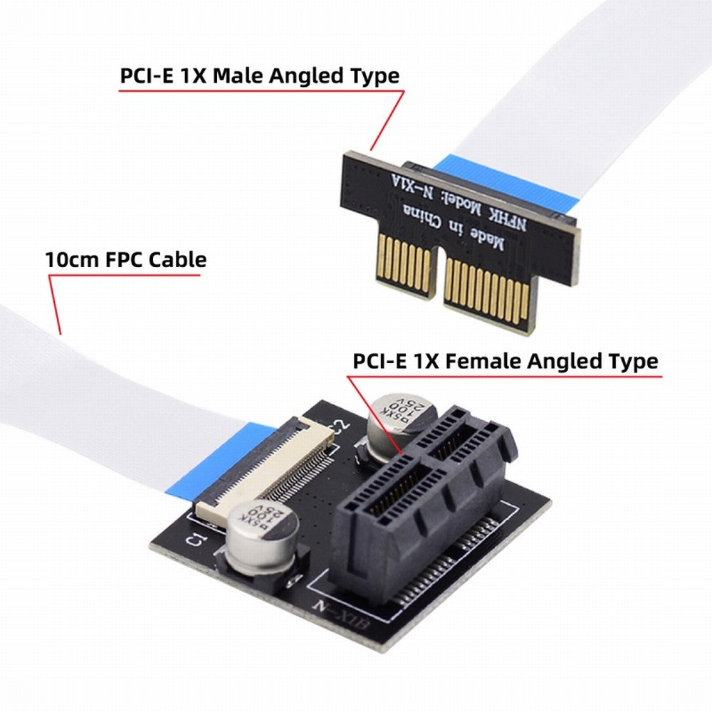 Chenyang Low Profile PCI-E Express 1X Slot Riser Card Extender Extension Ribbon Flex Relocate Cable 10cm 90 Degree Angled EP-017