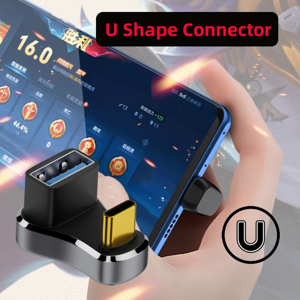 Chenyang USB3.0 Type C Male to Female & OTG Power Data Adapter Opposite U Shape Back Angled Compatible with Steam Deck UC-154