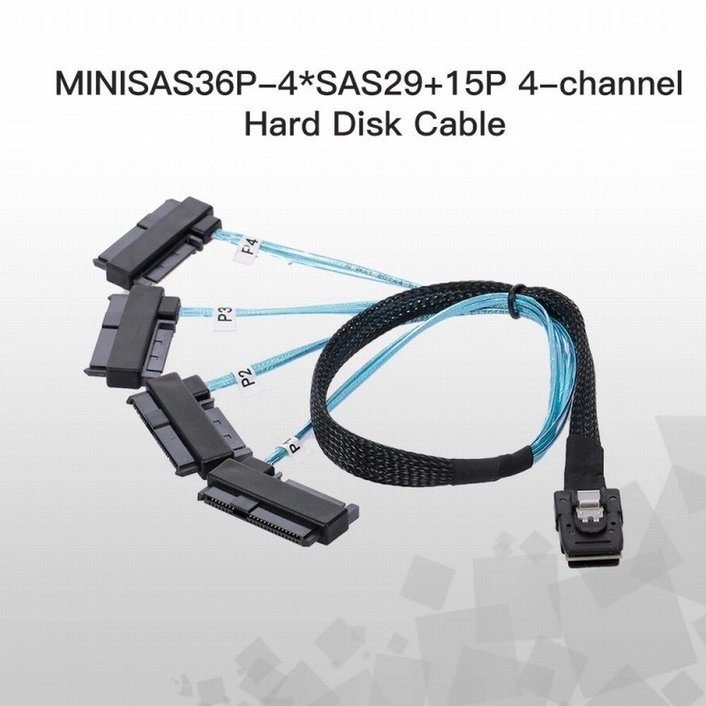 Chenyang Internal 36 Pin Mini SAS SFF-8087 Host to 4 SFF-8482 Target SAS Disk IDE Power Cable 100cm SF-002-1.0M