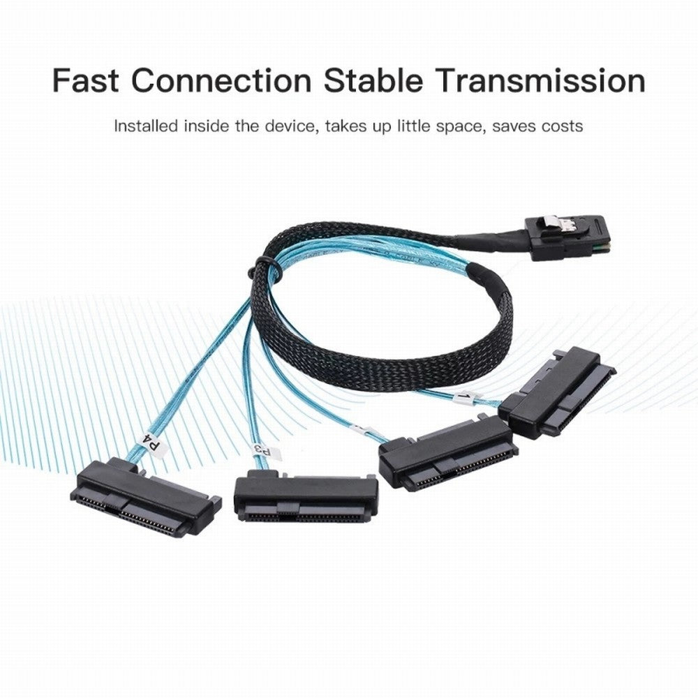 Chenyang Internal 36 Pin Mini SAS SFF-8087 Host to 4 SFF-8482 Target SAS Disk IDE Power Cable 100cm SF-002-1.0M