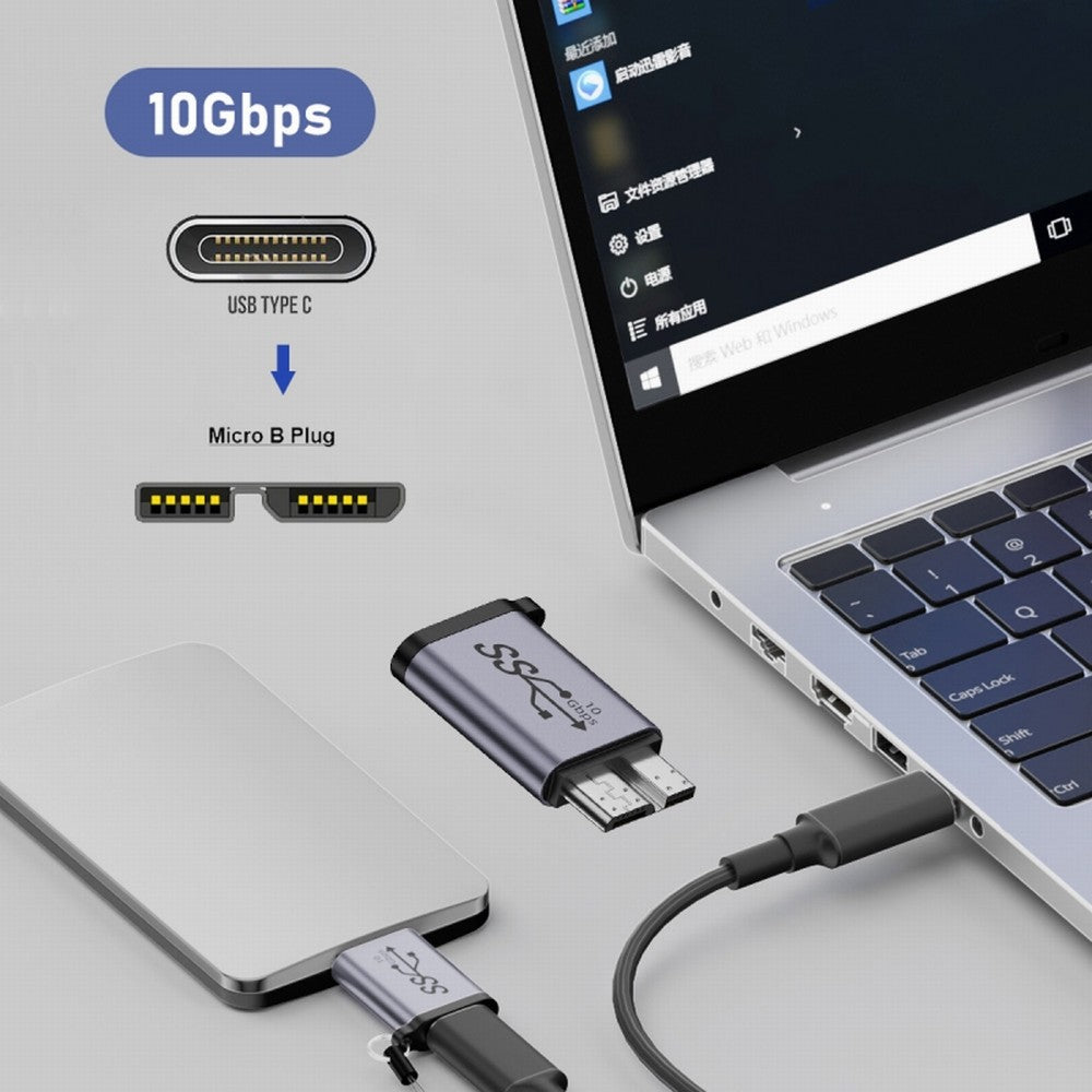 Chenyang USB-C USB 3.1 Type C Female to Micro USB 3.0 Male Data Adapter 10Gbps Data Power with Chain for Laptop SSD Disk UC-082-MMCC