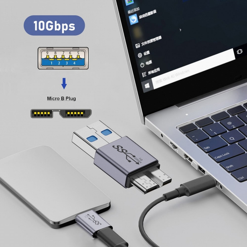 Chenyang USB-C USB 3.1 Type A Male to Micro USB 3.0 Male Data Adapter 10Gbps Data Power for Laptop SSD Disk UC-082-MMAM