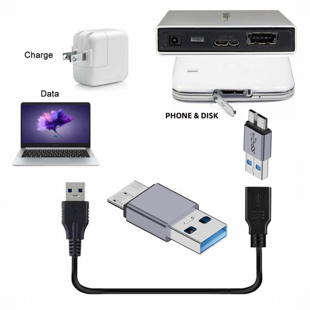 Chenyang USB-C USB 3.1 Type A Male to Micro USB 3.0 Male Data Adapter 10Gbps Data Power for Laptop SSD Disk UC-082-MMAM