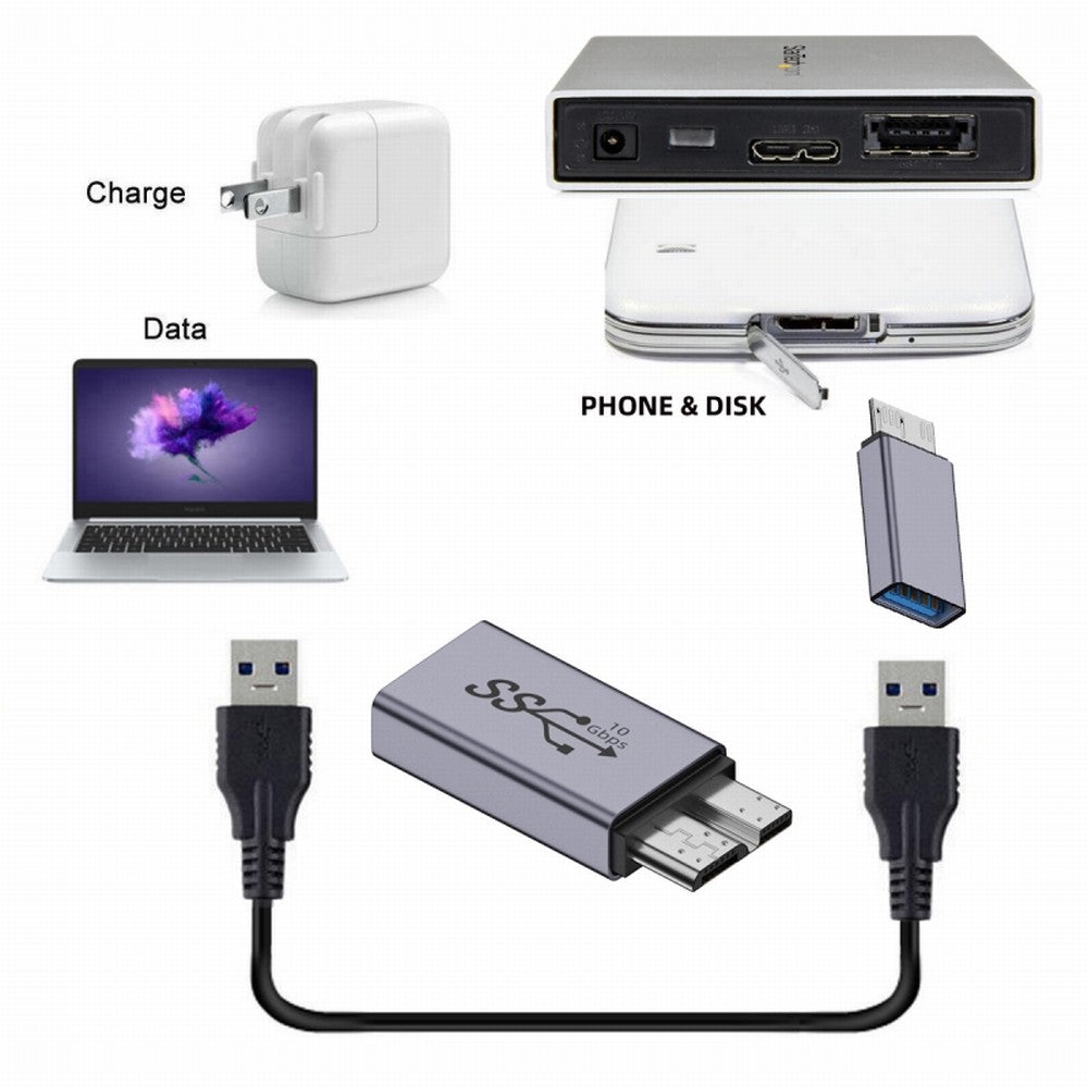 Chenyang USB-C USB 3.1 Type A Female to Micro USB 3.0 Male Data Adapter 10Gbps Data Power for Laptop SSD Disk UC-082-MMAF