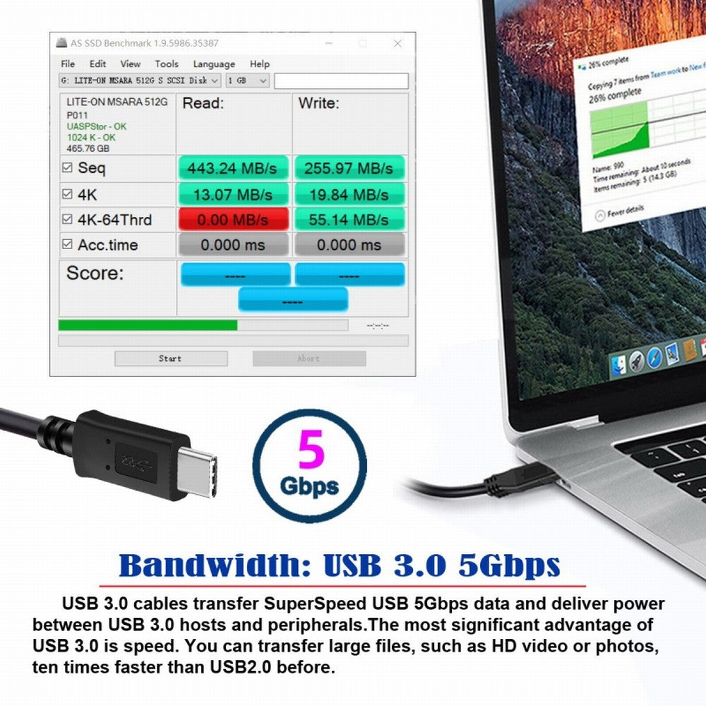 Chenyang 5Gbps USB-C Type-C Host to Micro USB3.0 Screw Mount 90 Degree Left Angled for Industrial Camera Storage UC-105-LE