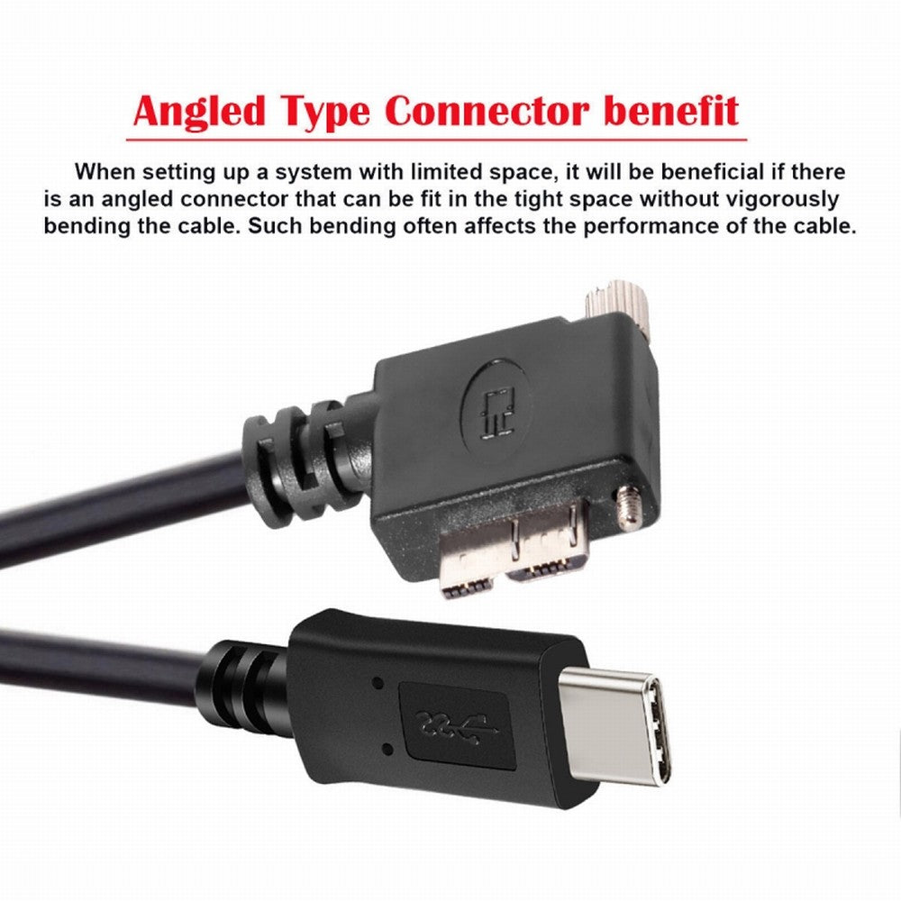 Chenyang 5Gbps USB-C Type-C Host to Micro USB3.0 Screw Mount 90 Degree Right Angled for Industrial Camera Storage UC-105-RI