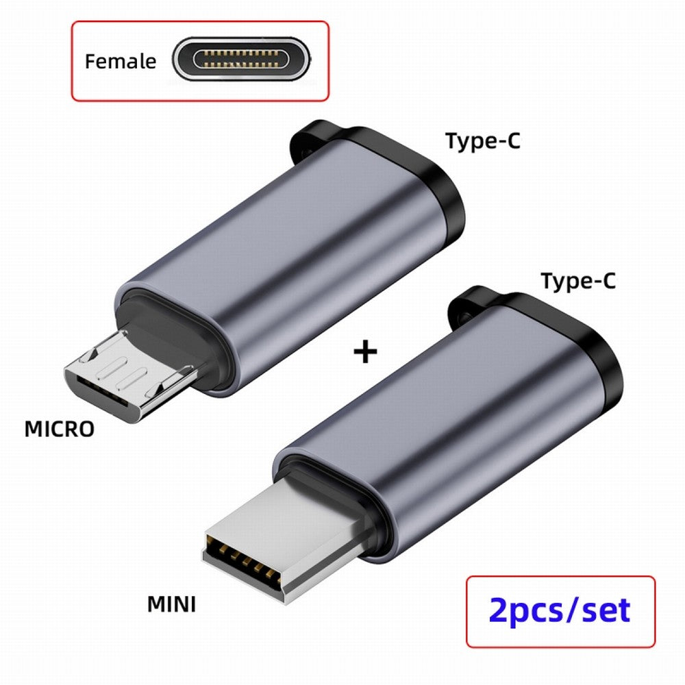 Chenyang 2pcs/lot USB-C USB2.0 Type C Female to Micro Mini USB Male Power Adapter 480Mbps Data with Chain Holes UC-091-TF