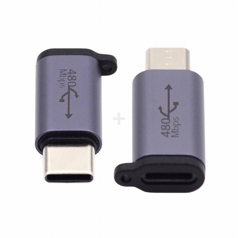 Chenyang 2pcs/lot USB2.0 8P Female to Micro USB Type-C USB-C Male Power Adapter 480Mbps Data with Chain Holes UC-091-LF