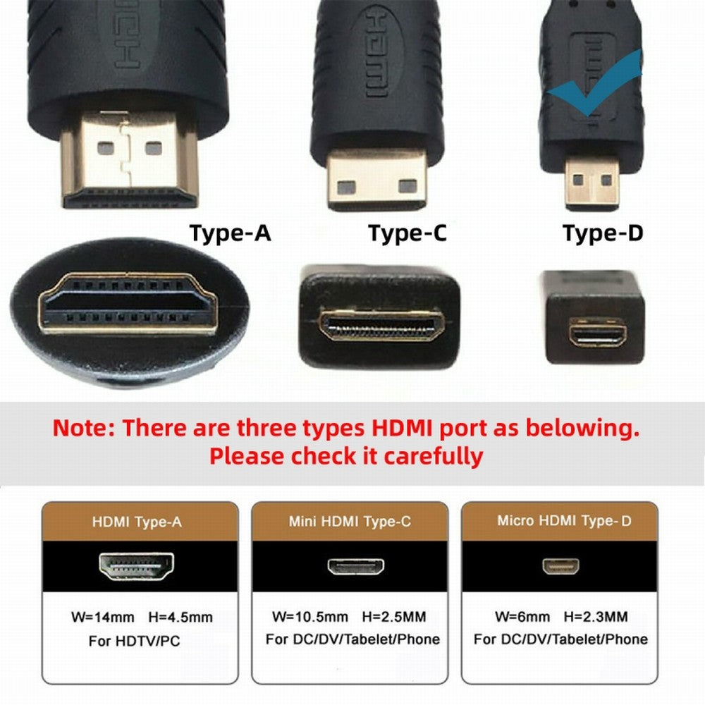 Chenyang DVI 24+1 Male to Micro HDMI 1.4 Type-D 4K Female Extension Cable for Computer HDTV Graphics Card UHD HD-025-DF