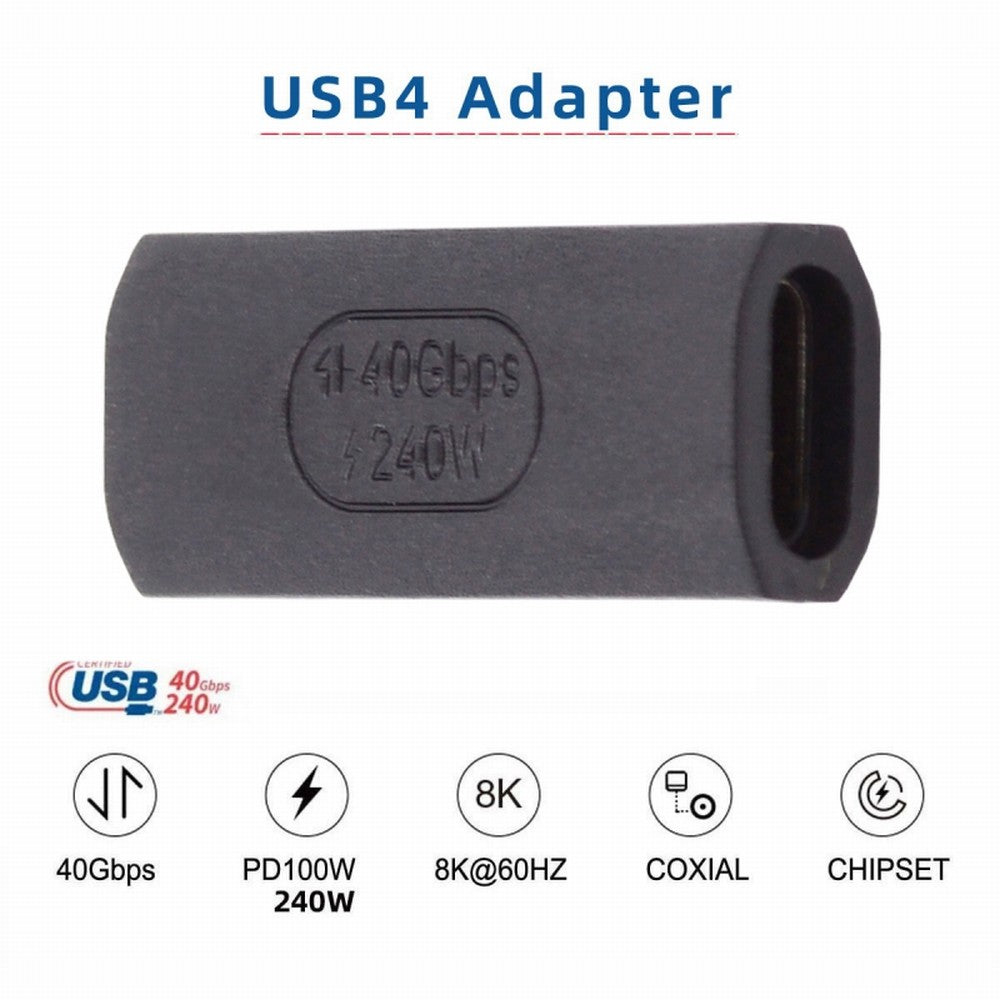 Chenyang USB4 Type C Female to Female Extension 240W Power 40Gbps Data 8K Video Extender Adapter for NS Phone Laptop UC-103-FF