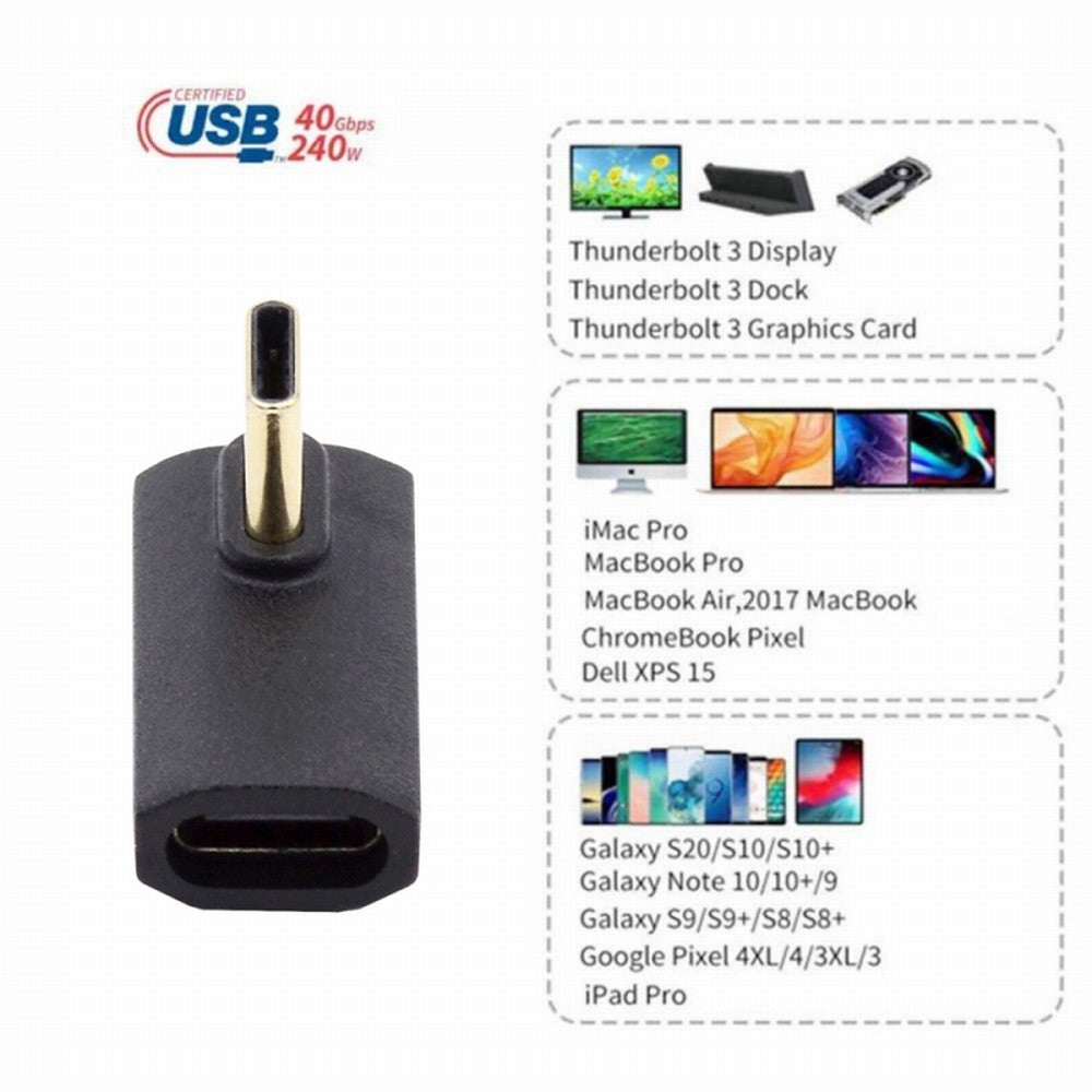 Chenyang USB4 Type C Male to Female Extension 240W Power 40Gbps Data 8K Video Adapter Low Profile Left Right Angled for NS Phone Laptop UC-103-LP