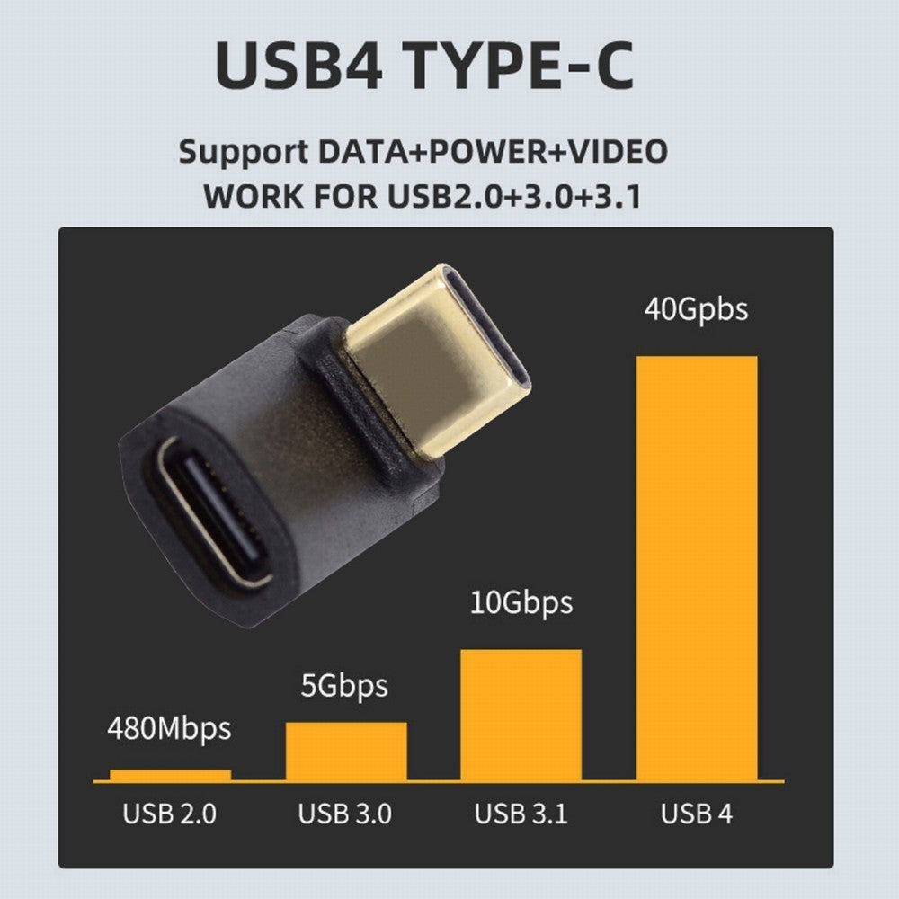 Chenyang USB4 Type C Male to Female Extension 240W Power 40Gbps Data 8K Video Adapter Up Down Angled for NS Phone Laptop UC-103-UP